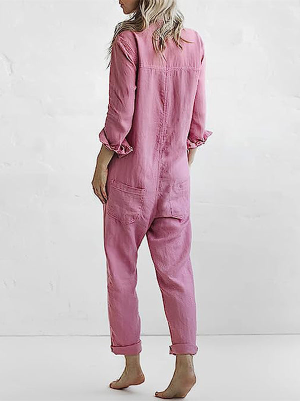 Women's Full Length Jumpsuit – Relaxed Long Sleeve Occasion Jumpsuit