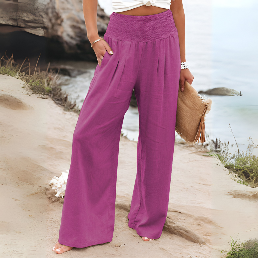 Women's High Waist Casual Pants – Relaxed Wide Leg Pull-On Trousers