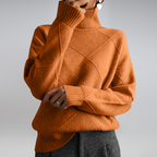Women's Diamond Knit Sweater – Roll Neck Jumper