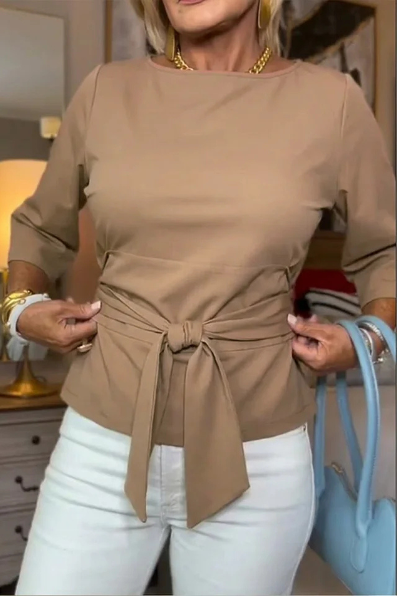 Women's Tie Front Blouse – Bow Waist Fitted Top