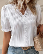 Women's V-Neck Lace Blouse – Feminine Occasion Detail Blouse