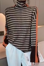 Women's Long Sleeve High Neck Sweater – Relaxed Knit Pullover