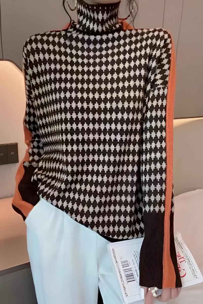 Women's Long Sleeve High Neck Sweater – Relaxed Knit Pullover