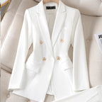 Women's Double-Breasted Blazer Suit – Tailored Wide Leg Pants Set