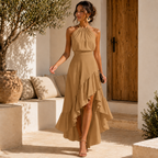 Alanah | Halter Wedding Guest Midi Dress