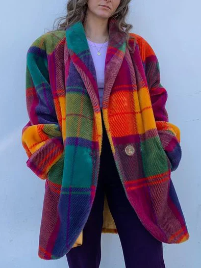 Women's Checked Shacket – Oversized Wool Coat