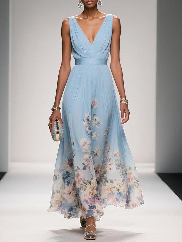 Women's Floral Wedding Guest Maxi Dress – Summer Flowy Occasion Dress