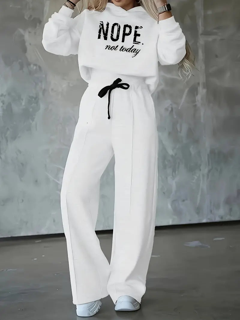 Women's Graphic Hoodie Tracksuit – Wide Leg Lounge Set