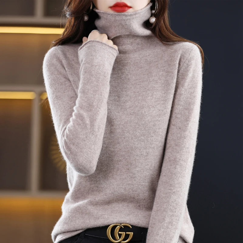 Women's Turtleneck Winter Sweater – Classic Roll Neck Knit Sweater