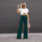 Women's Long Flared High Waist Pants – Retro Style Casual Trousers