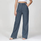 Women's Pleated Wide Leg Pants – High Waist Flowy Dress Trousers