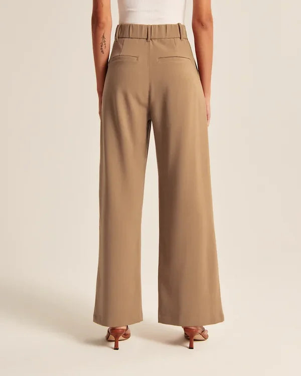 Women's Pleated Wide Leg Pants – High Waist Flowy Dress Trousers