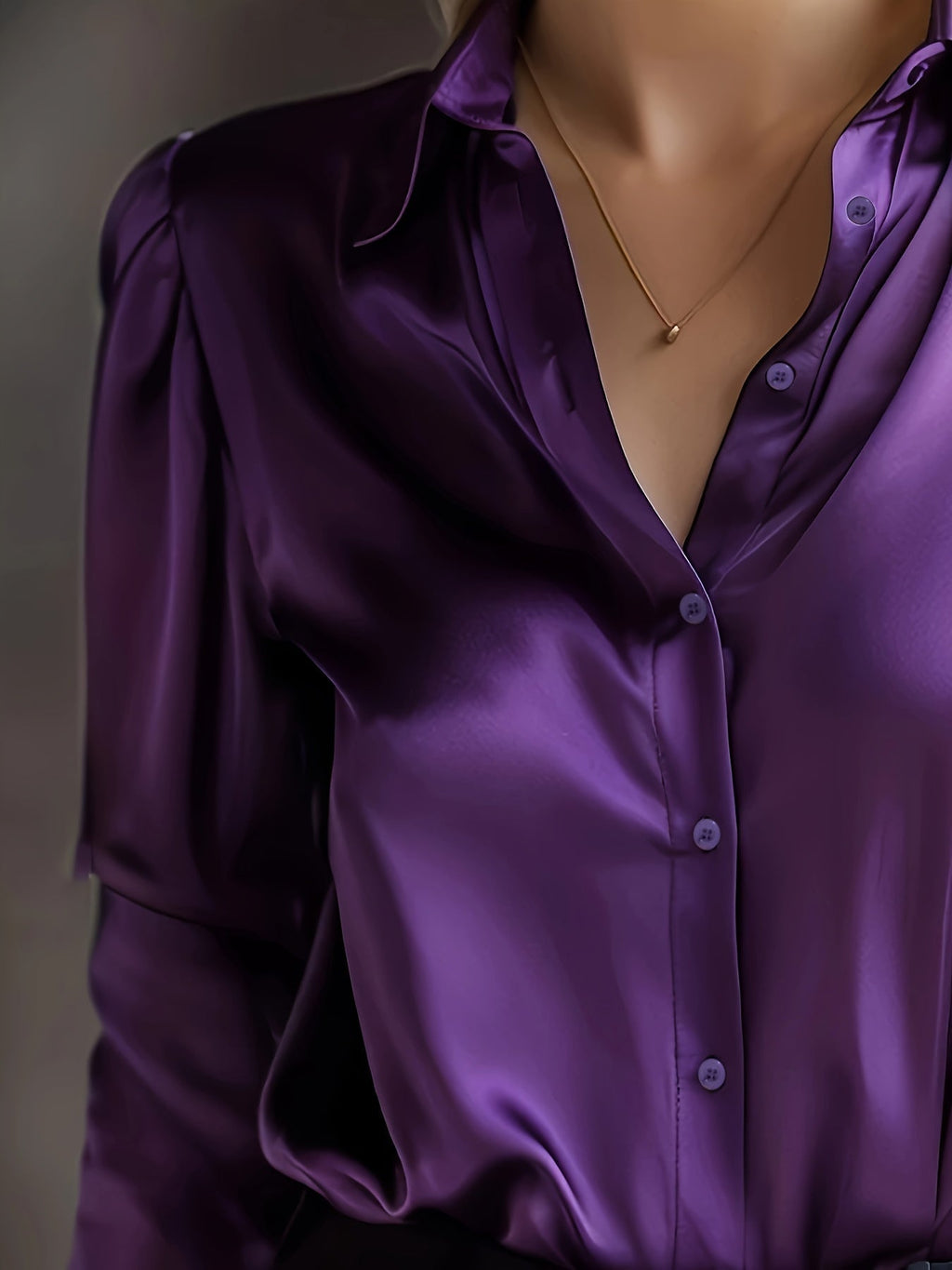 Women's Classic Collar Office Blouse – Tailored Long Sleeve Blouse