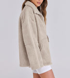 Women's Oversized Fleece Winter Jacket – Warm Zip-Up Jacket