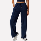 Women's Wide Leg Lounge Pants – Drawstring High Waist Pocket Sweatpants