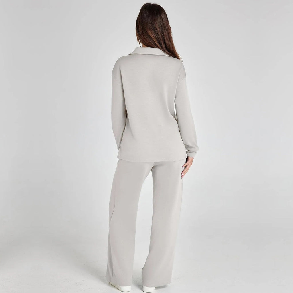 Women's Relaxed Lounge Set – Oversized Wide Leg Two-Piece Outfit