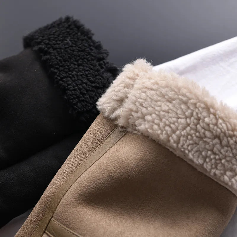 Women's Faux Shearling Aviator Jacket – Cropped Winter Jacket