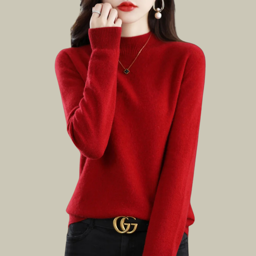 Women's Fitted Turtleneck Sweater – Classic Roll Neck Winter Sweater