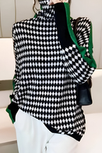 Women's Long Sleeve High Neck Sweater – Relaxed Knit Pullover
