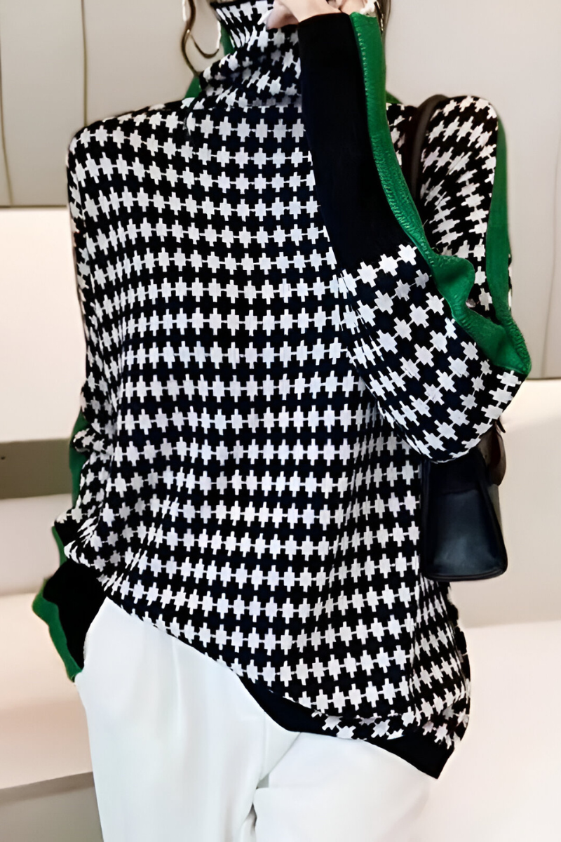 Women's Long Sleeve High Neck Sweater – Relaxed Knit Pullover