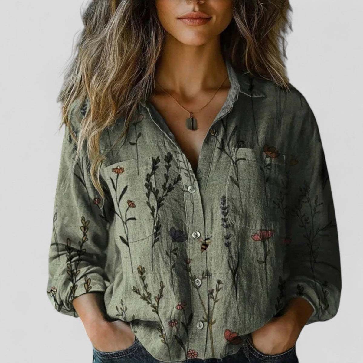 Women's Ombre Print Blouse – Long Sleeve Button Front Blouse