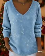 Women's Shimmer Ribbed Sweater – Glitter Long Sleeve Knit Pullover