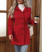 Women's Long Tailored Coat – Classic Button Front Overcoat