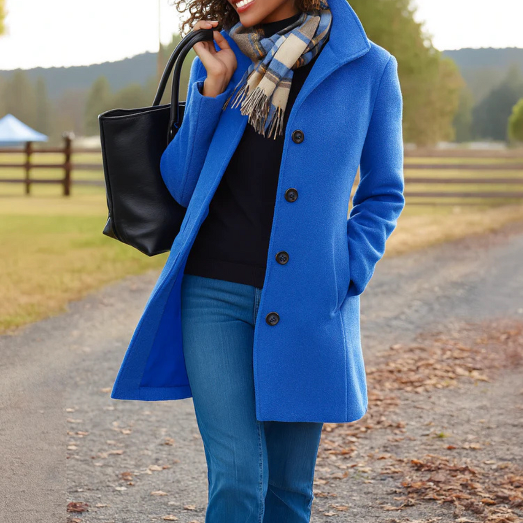 Women's Long Winter Coat – Button Front Overcoat