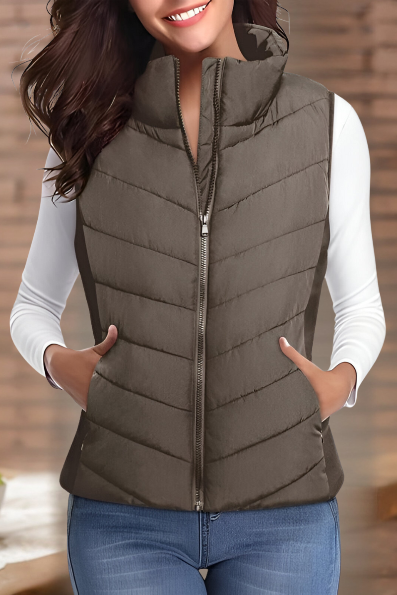 Women's Quilted Puffer Vest – Sleeveless Cold Weather Gilet