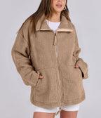 Women's Oversized Fleece Winter Jacket – Warm Zip-Up Jacket