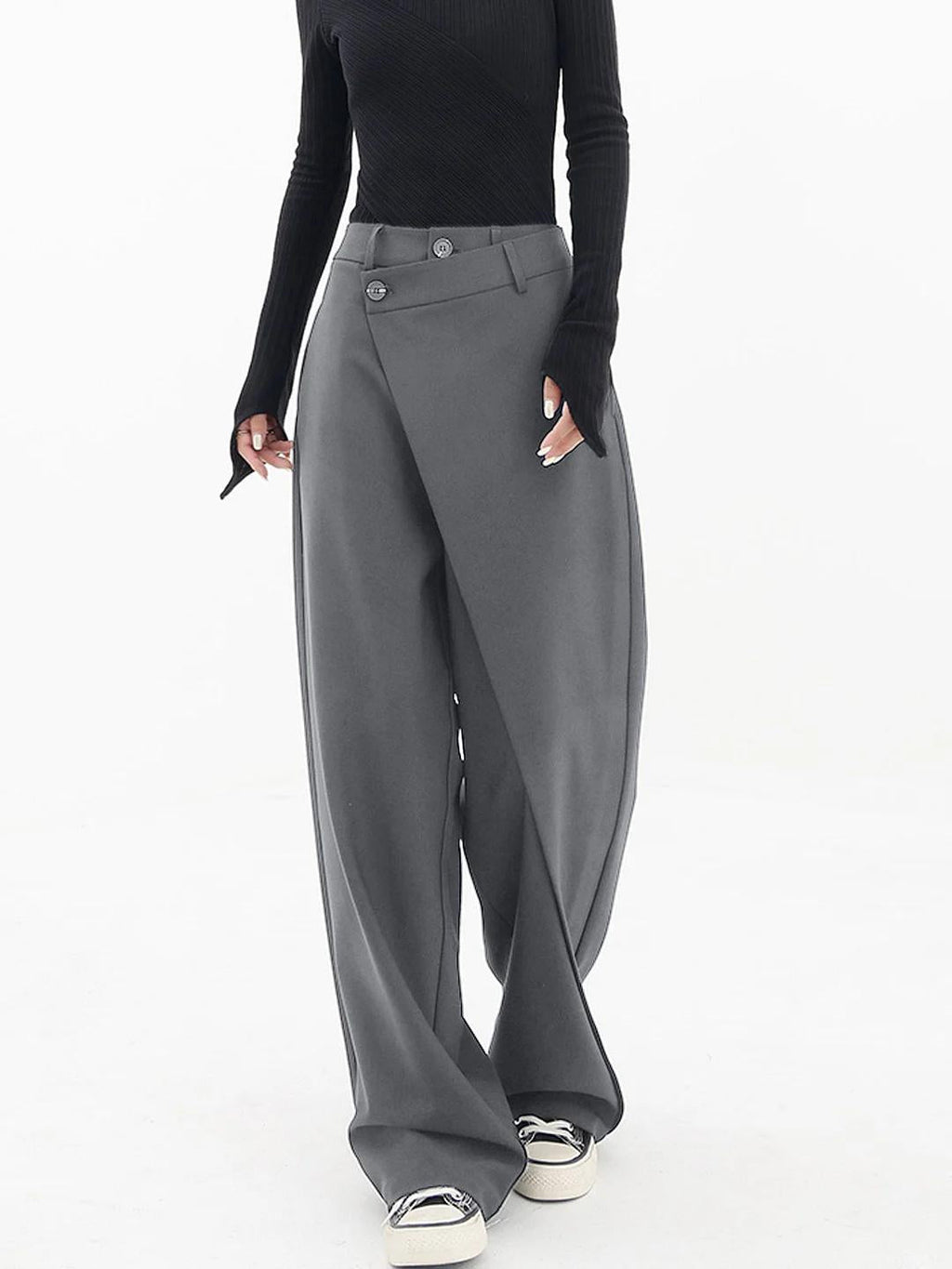 Women's Elastic Waist Crisscross Trousers – Relaxed Wide Leg Pants