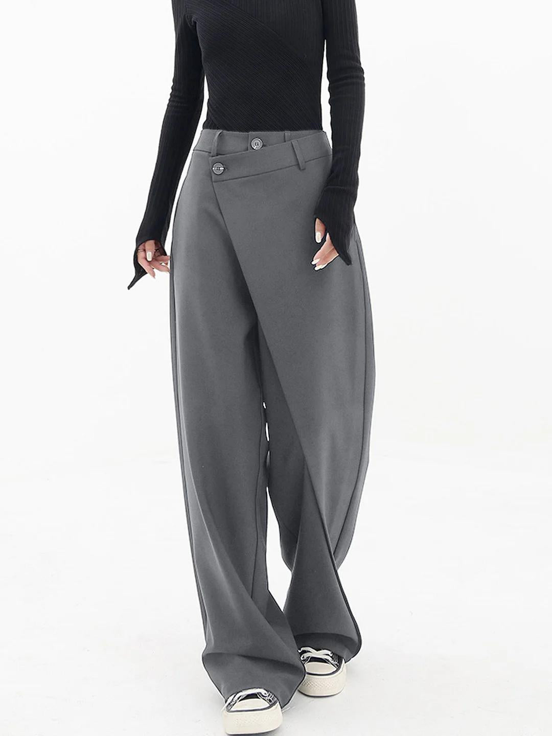 Women's Elastic Waist Crisscross Trousers – Relaxed Wide Leg Pants