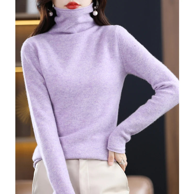 Women's Turtleneck Winter Sweater – Classic Roll Neck Knit Sweater