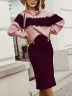 Women's Ribbed Knit Skirt Set – High Neck Sweater Co-Ord