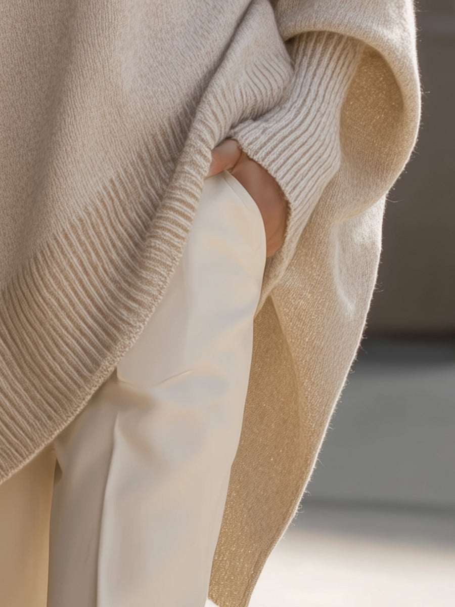 Women's Oversized Knit Sweater – Relaxed Long Sleeve Casual Sweater