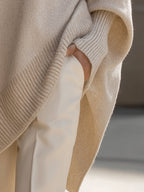Women's Oversized Knit Sweater – Relaxed Long Sleeve Casual Sweater