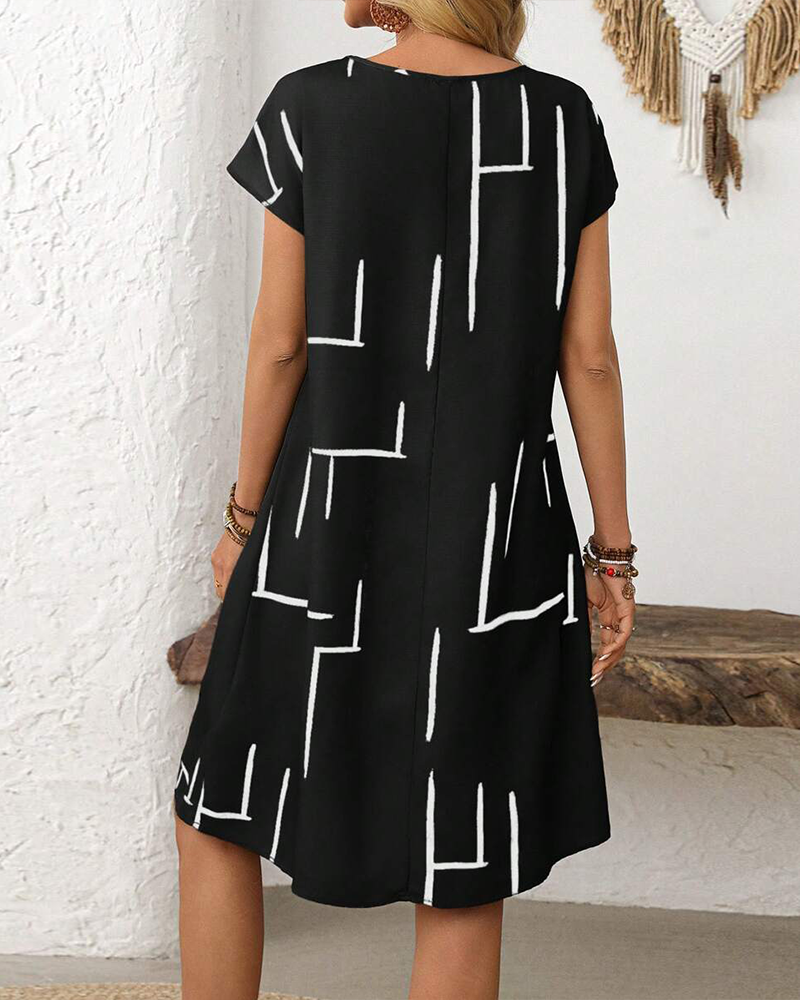 Women's Vacation Print Dress – Flowy Relaxed Summer Dress