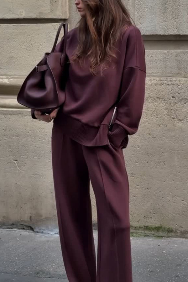 Women's High Neck Knit Set – Wide Leg Sweater Lounge Co-Ord