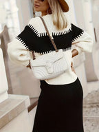 Women's Ribbed Knit Skirt Set – High Neck Sweater Co-Ord