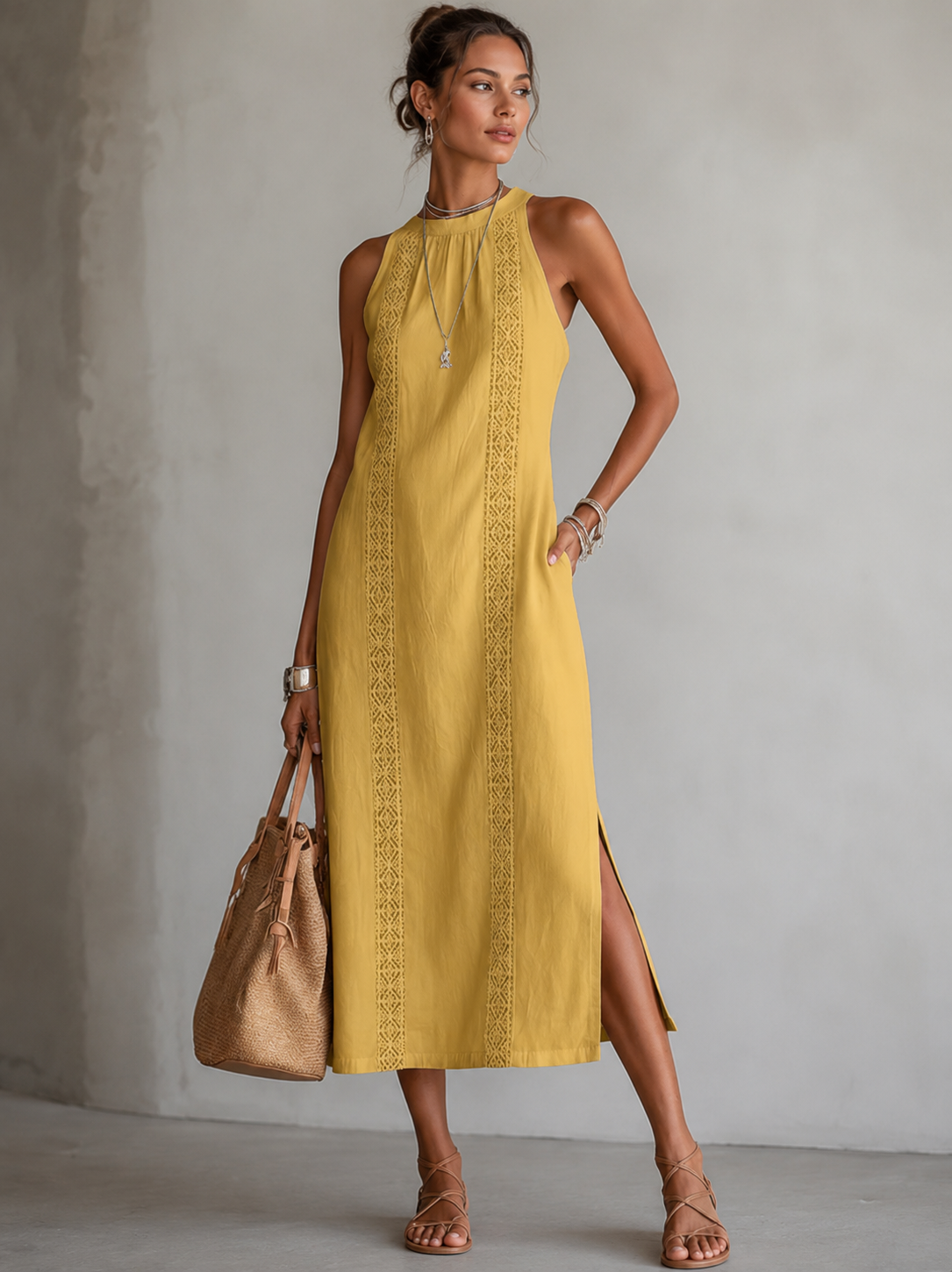 Women's Embroidered Shirt Dress – Relaxed Pocket Flowy Dress