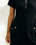 Women's A-Line Zip Front Dress – Flared Day Dress