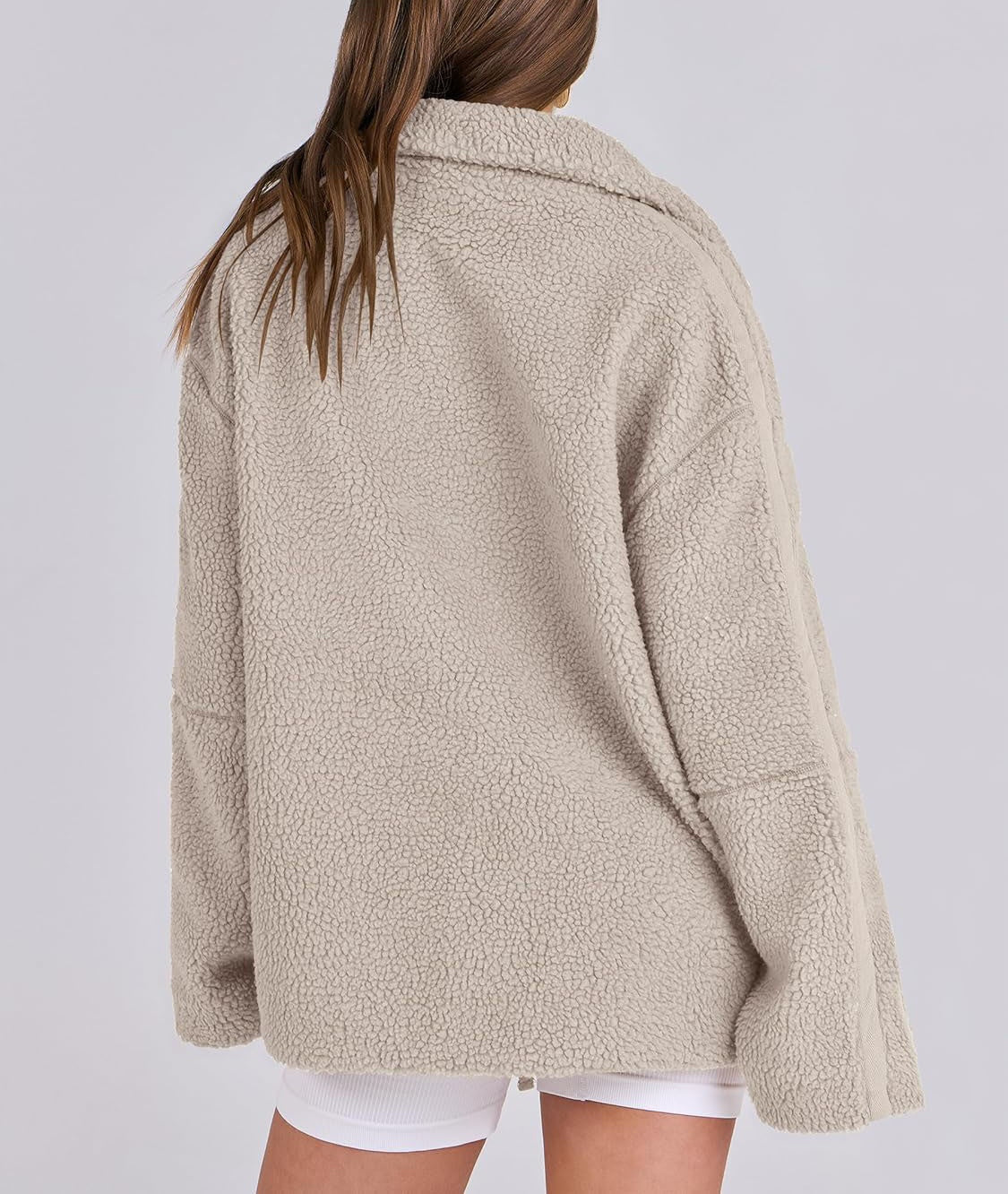 Women's Oversized Fleece Winter Jacket – Warm Zip-Up Jacket