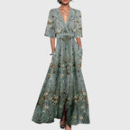 Women's Belted Floral Midi Dress – Garden Party Occasion Dress