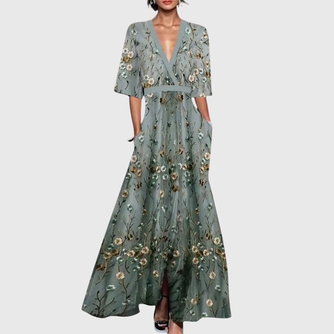 Women's Belted Floral Midi Dress – Garden Party Occasion Dress