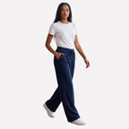 Women's Wide Leg Lounge Pants – Drawstring High Waist Pocket Sweatpants