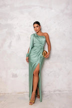 Women's Pleated Wedding Guest Dress – Flowy Formal Maxi Dress