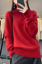 Women's High Neck Roll Neck Sweater – Long Sleeve Knit Pullover