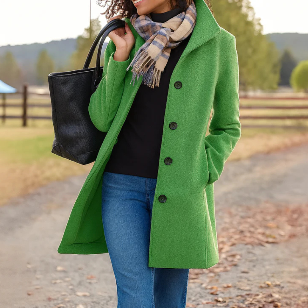 Women's Long Winter Coat – Button Front Overcoat
