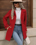 Women's Long Tailored Coat – Classic Button Front Overcoat