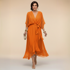 Women's V-Neck Summer Occasion Dress – Lightweight Flowy Dress